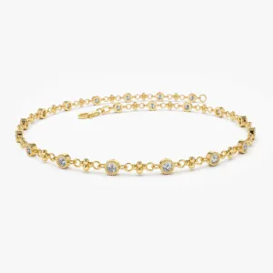 14k Bezel Setting Diamond with Milgrain Bracelet
