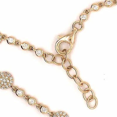14K Diamond Pave Disc Chain Bracelet Yellow Gold