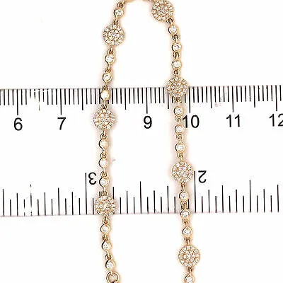 14K Diamond Pave Disc Chain Bracelet Yellow Gold