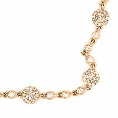 14K Diamond Pave Disc Chain Bracelet Yellow Gold