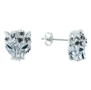 14K EFFY WG Diamond & Emerald Panther Studs