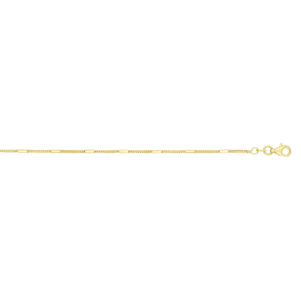 14K Gold 1.3mm Polished Bar Station Saturn Chain