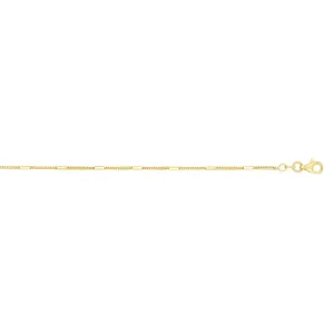 14K Gold 1.3mm Polished Bar Station Saturn Chain