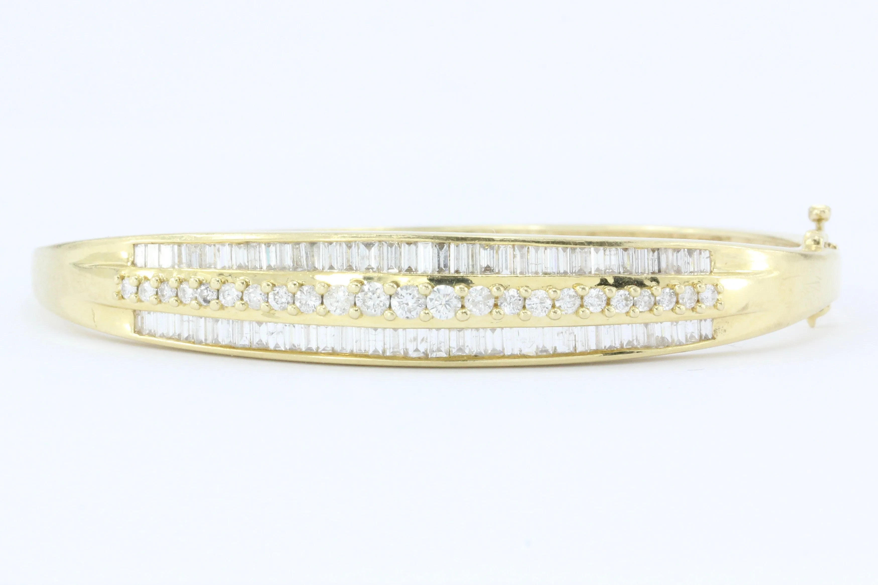 14K Gold 3 Carat Diamond Bangle Bracelet