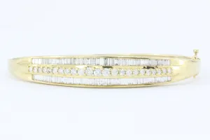 14K Gold 3 Carat Diamond Bangle Bracelet