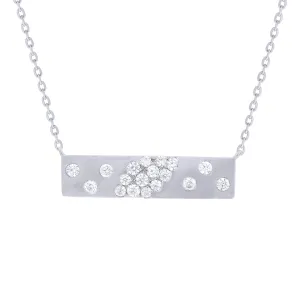 14K Gold Bar Necklace with Diamonds