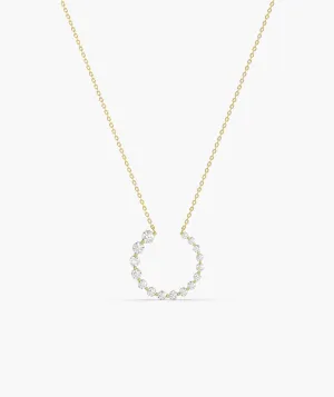 14K Gold Circle Diamond Necklace