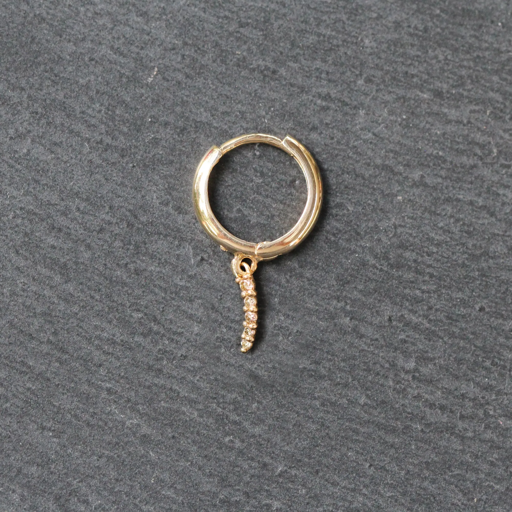 14k Gold   Diamond Single Huggie Hoop Earring