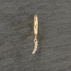 14k Gold   Diamond Single Huggie Hoop Earring