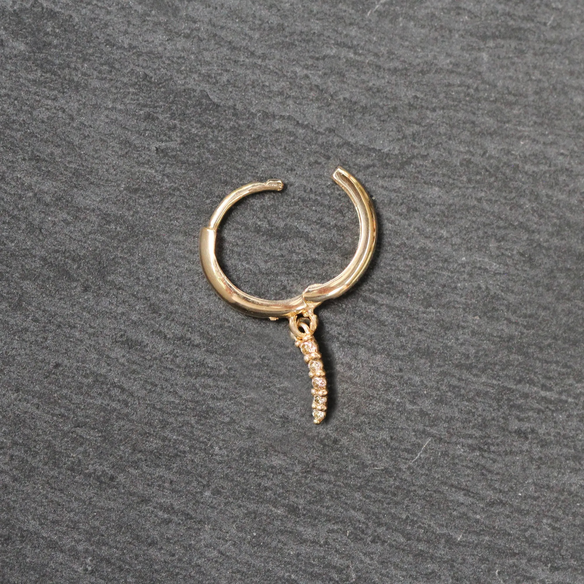 14k Gold   Diamond Single Huggie Hoop Earring