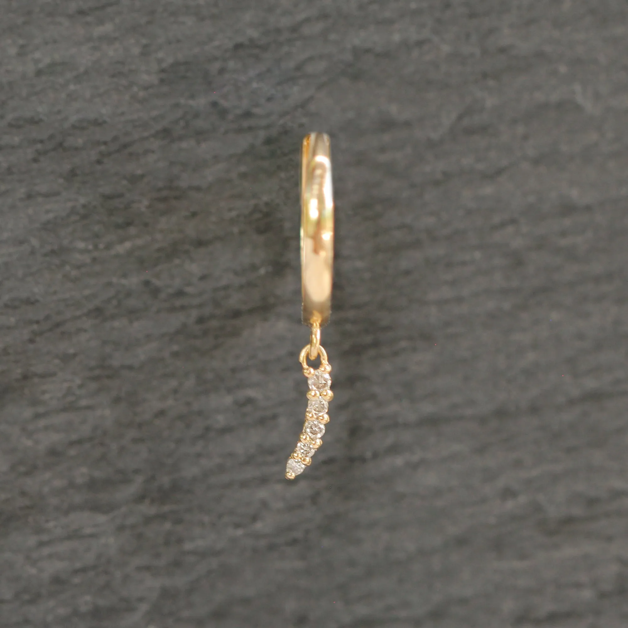 14k Gold   Diamond Single Huggie Hoop Earring