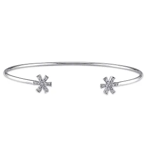 14K Gold Fashion Bangle with Star ends