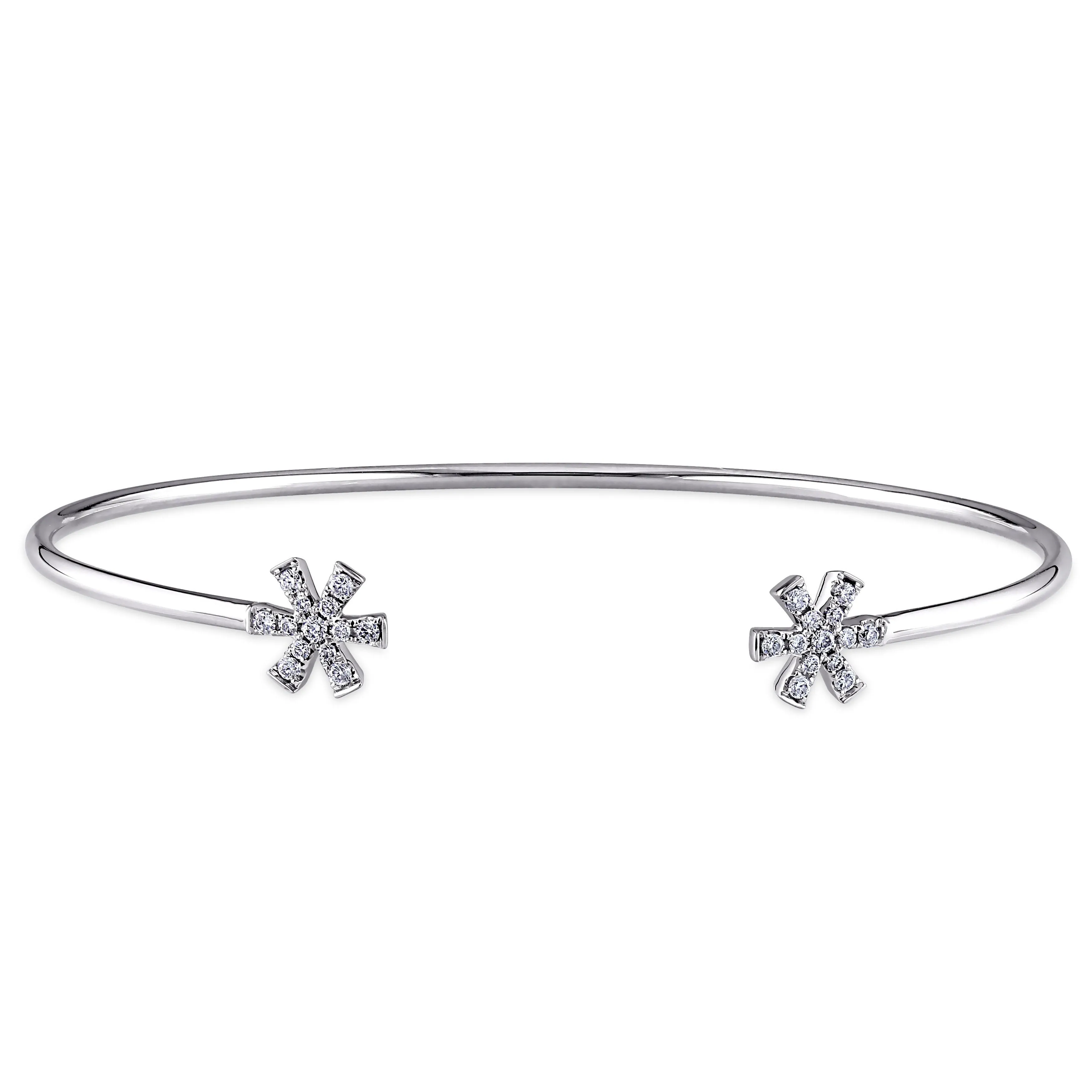 14K Gold Fashion Bangle with Star ends