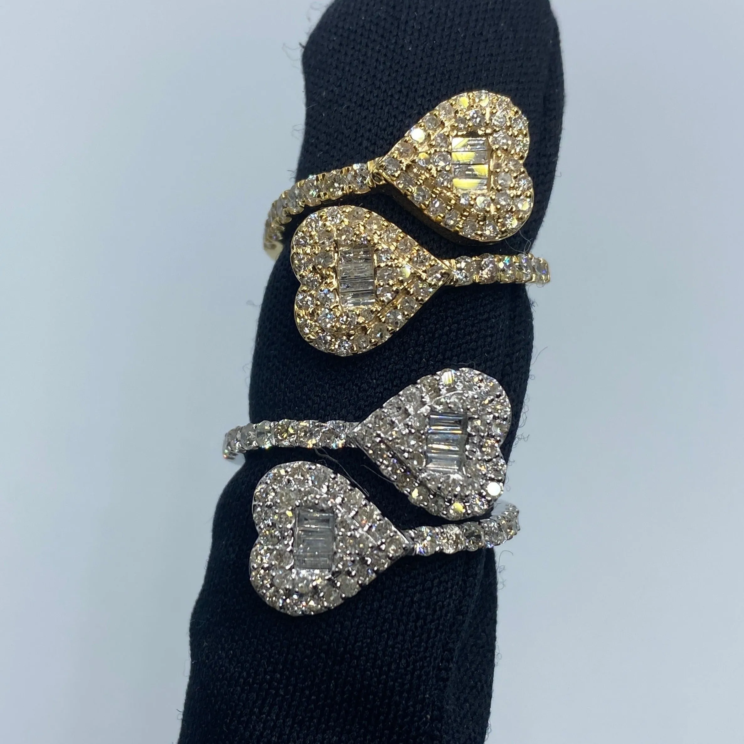 14K Heart Bangle Diamond Ring