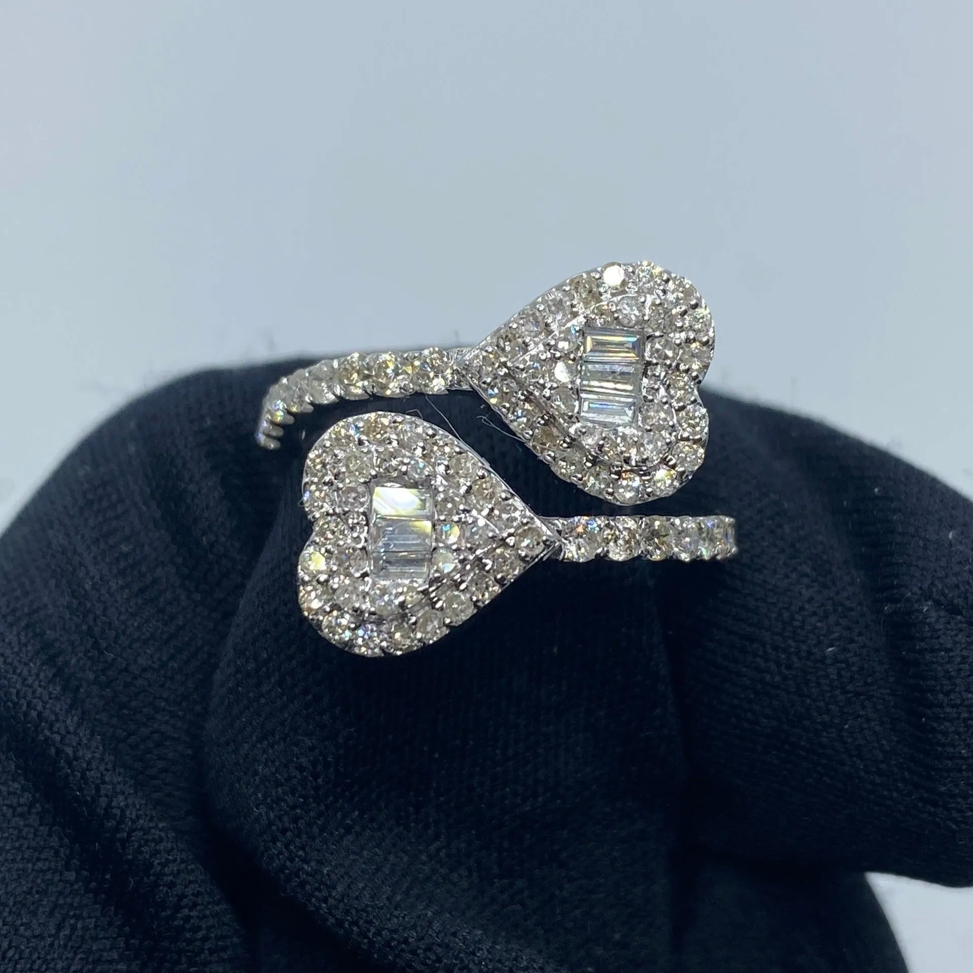 14K Heart Bangle Diamond Ring