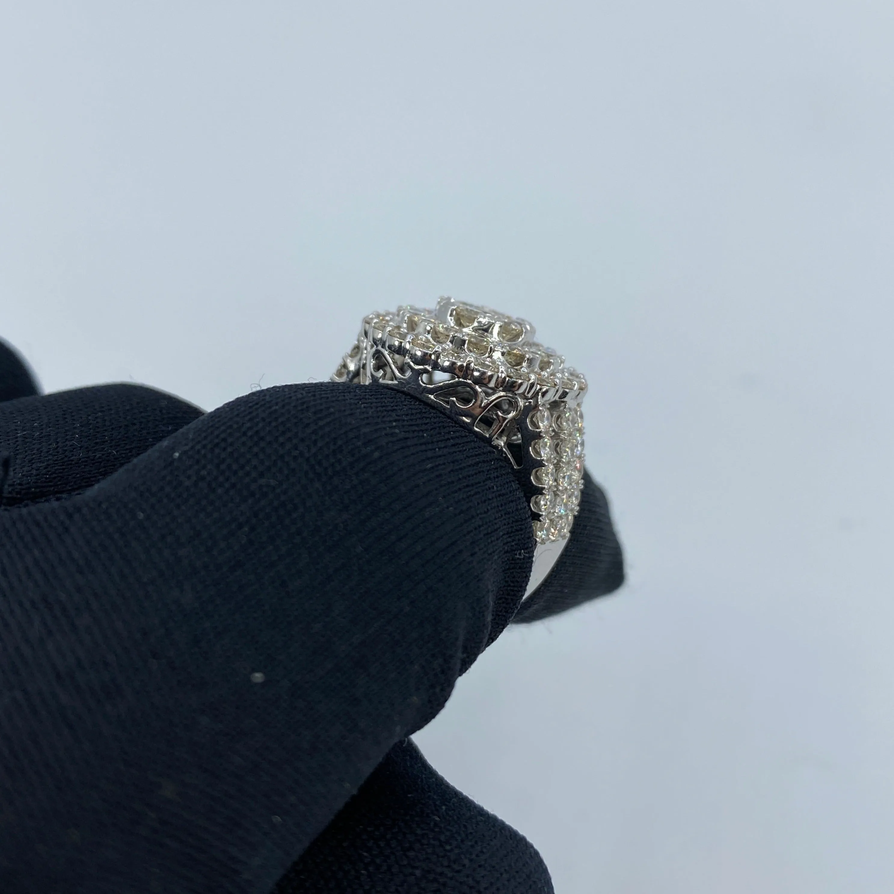 14K Jumbo Stacked Halo Diamond Engagement Ring