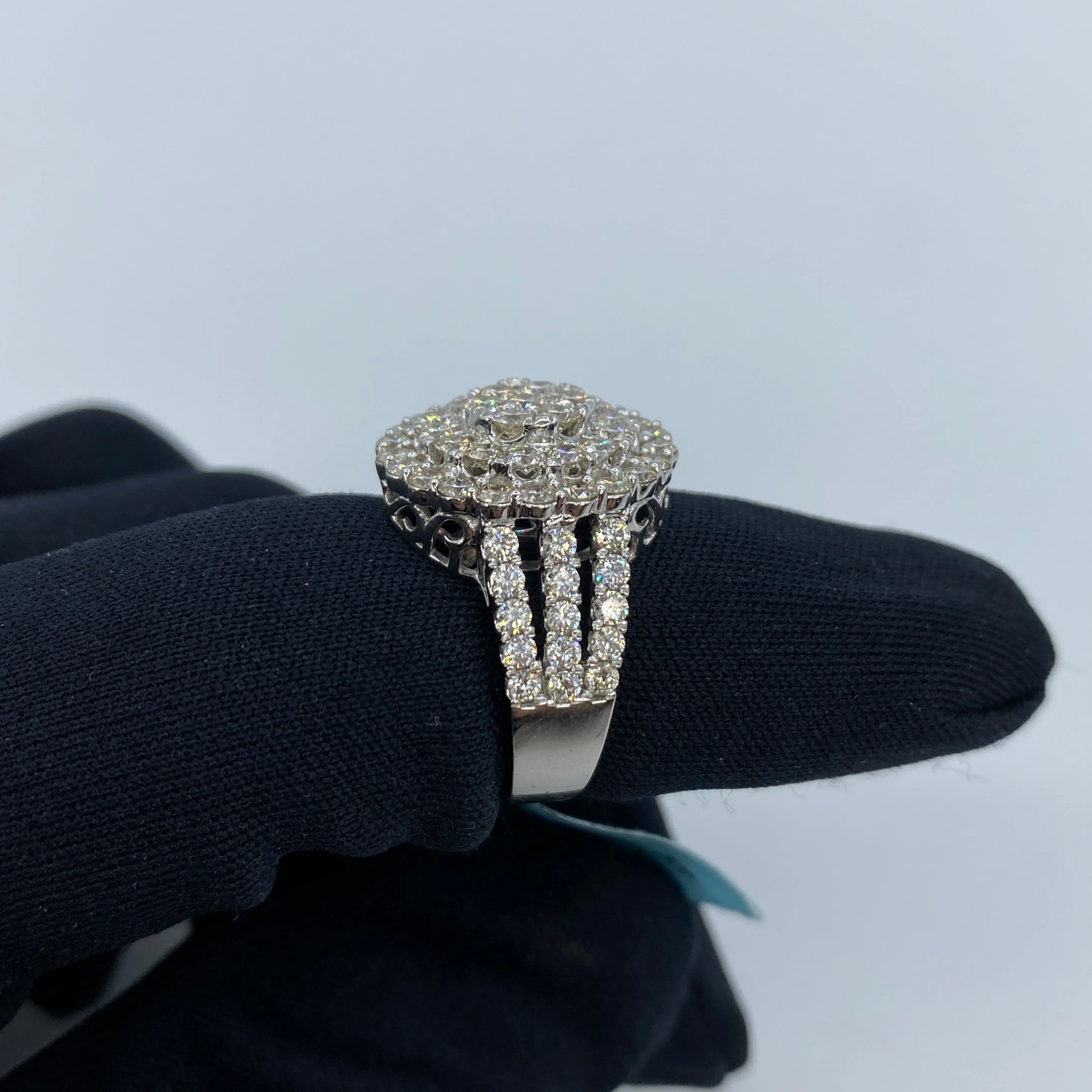 14K Jumbo Stacked Halo Diamond Engagement Ring