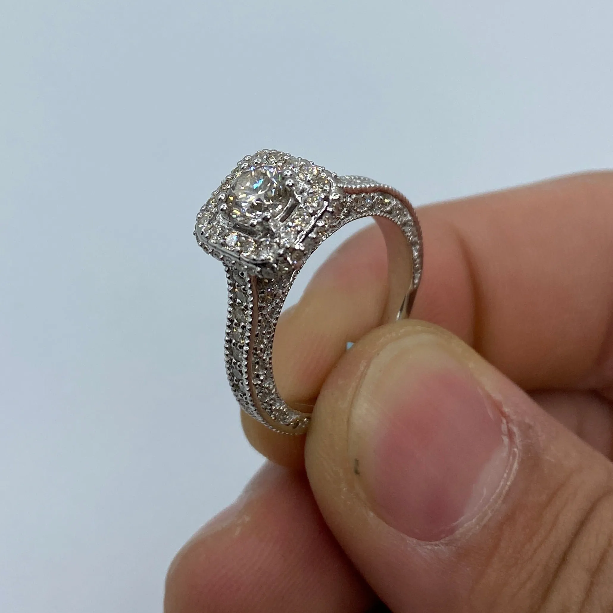 14K Large Center Stone Square Diamond Engagement Ring