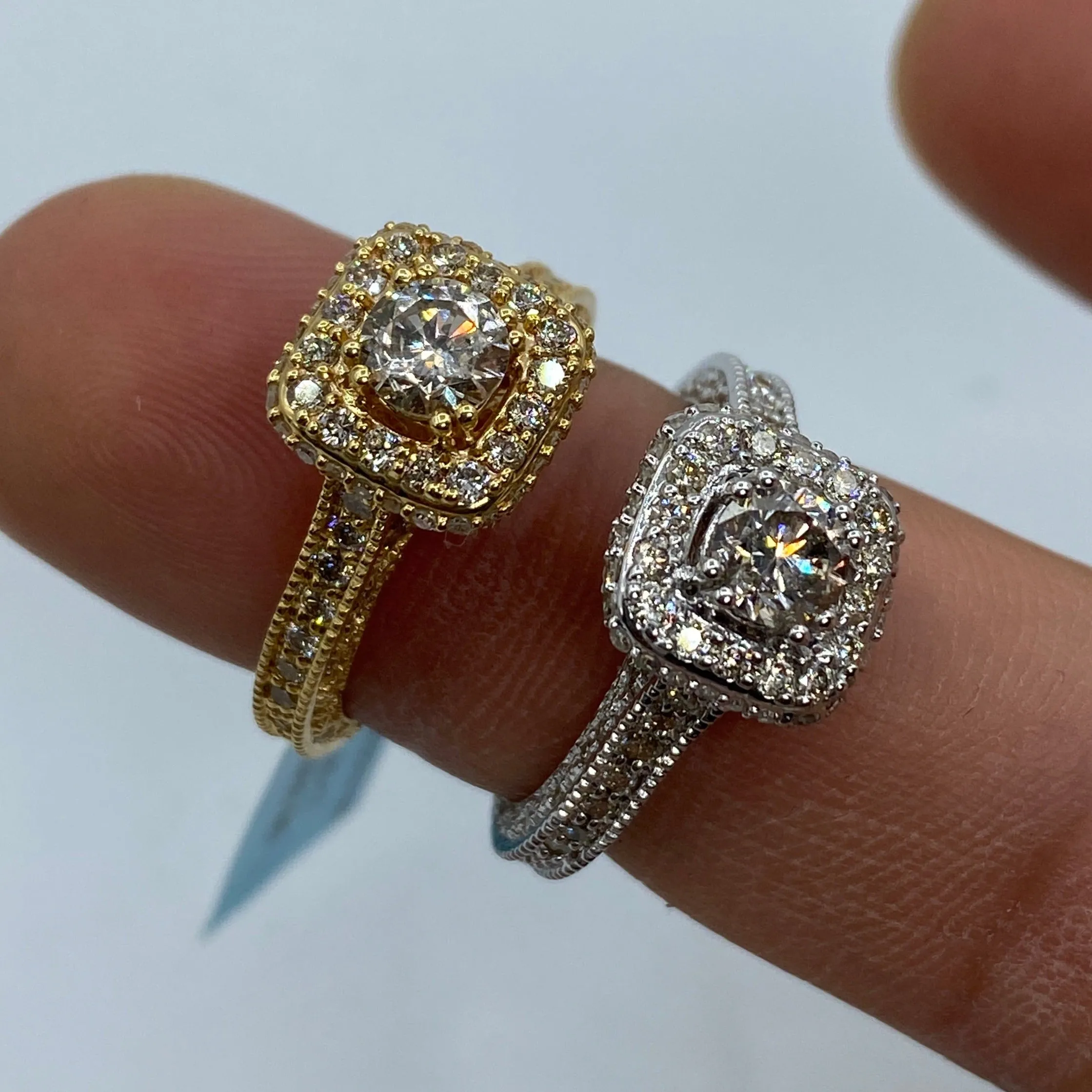 14K Large Center Stone Square Diamond Engagement Ring