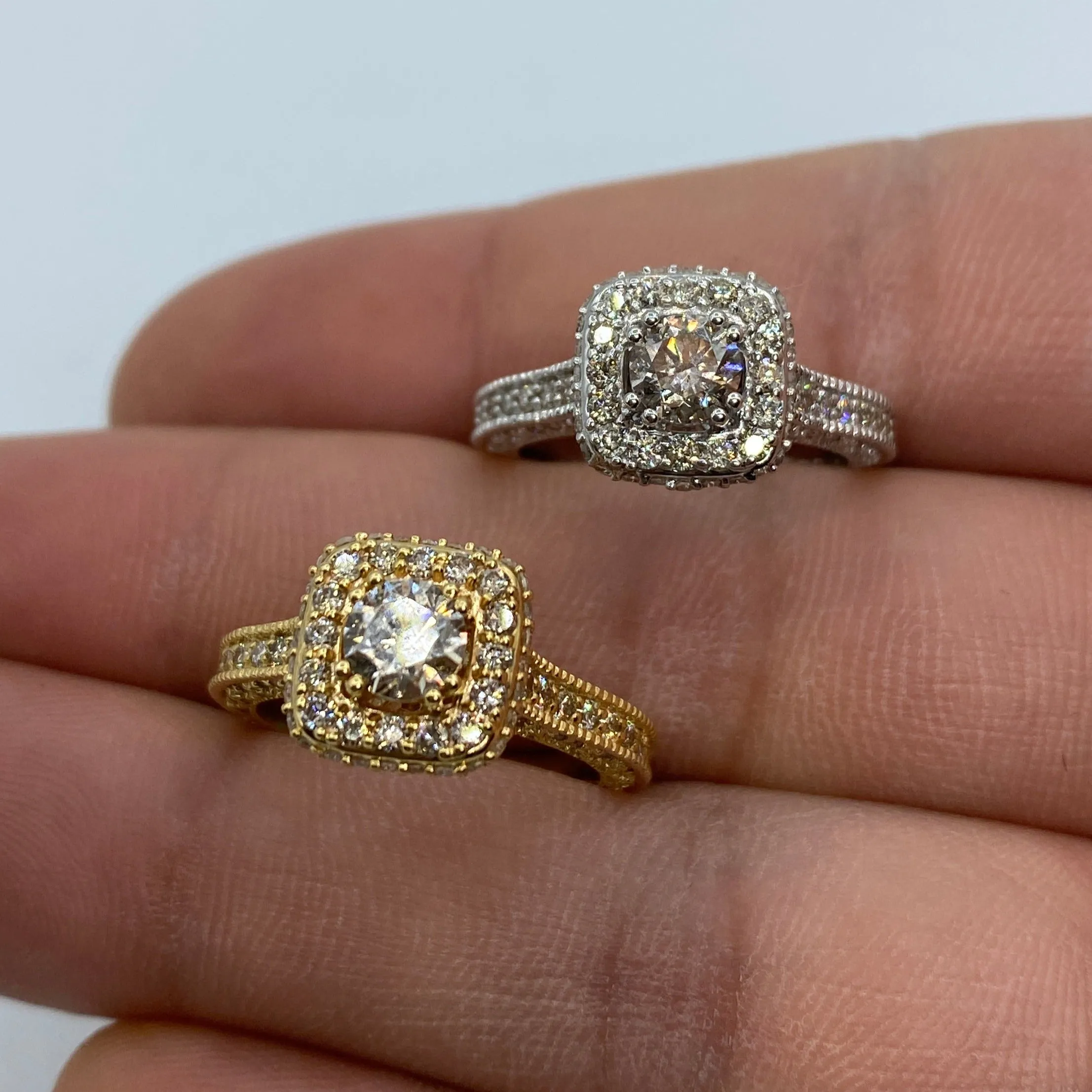 14K Large Center Stone Square Diamond Engagement Ring
