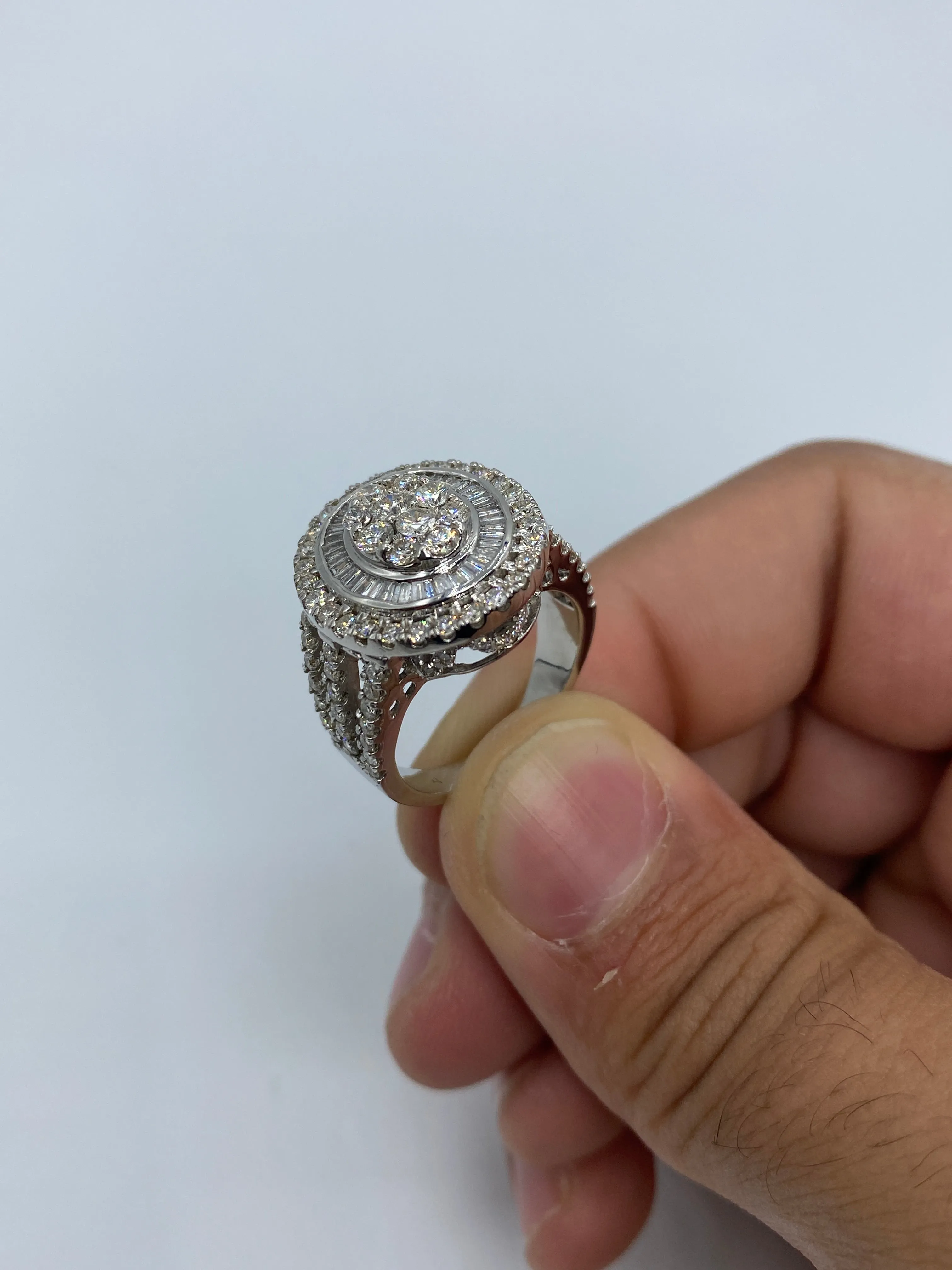 14K Oval Diamond Baguette Ring