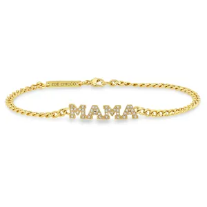 14k Pavé Diamond MAMA Small Curb Chain Bracelet