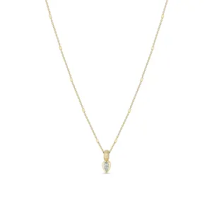 14k Pear Diamond Bead Pendant Necklace