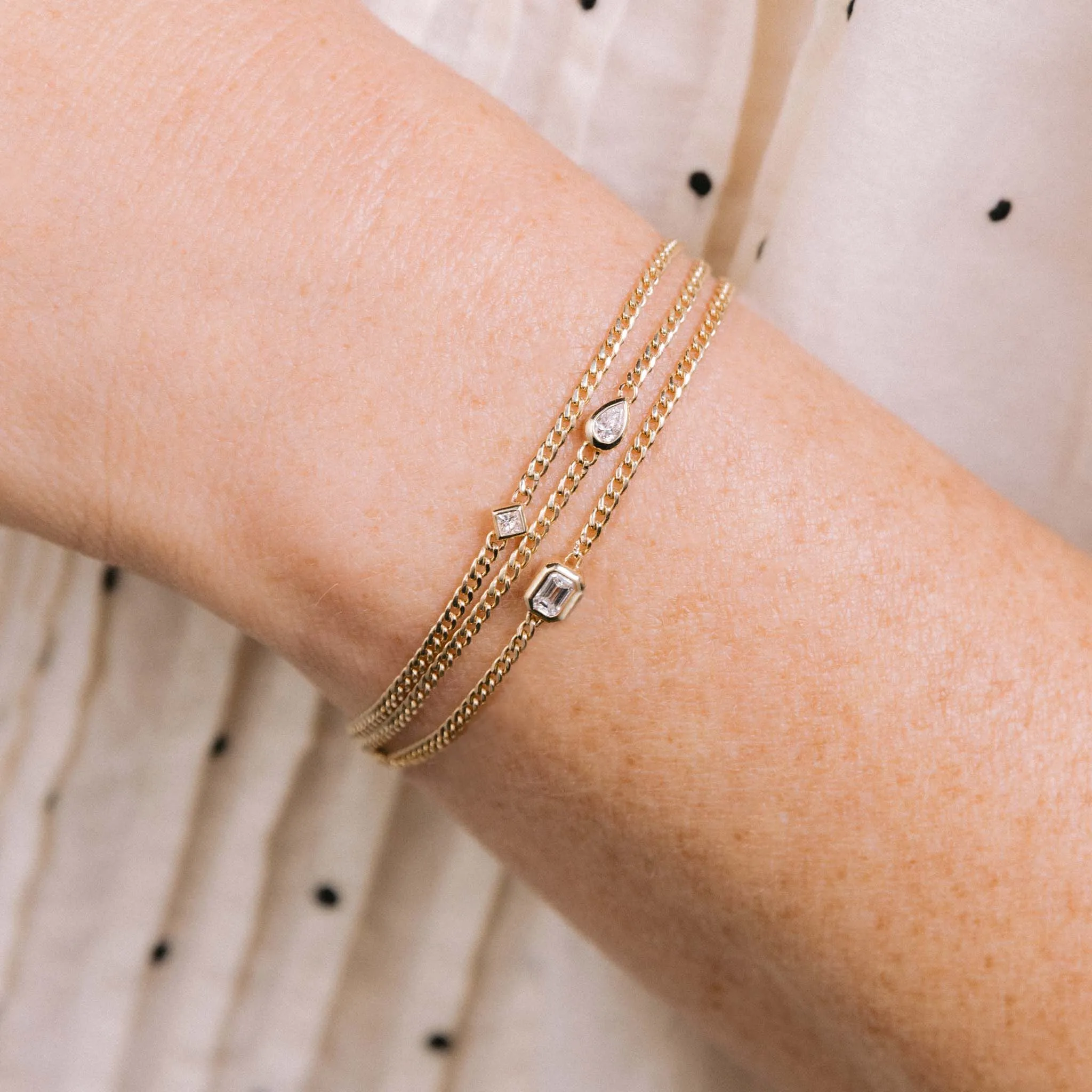 14k Princess Diamond XS Curb Chain Bracelet