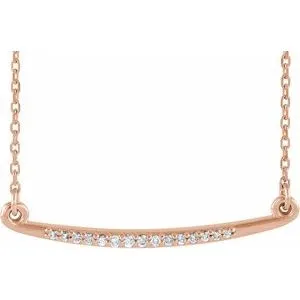 14K Rose .05 CTW Diamond Curved Bar 16-18" Necklace