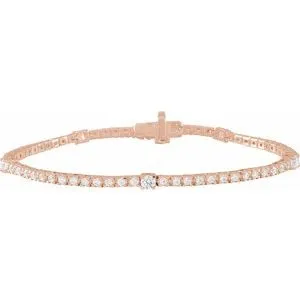 14K Rose 1 3/4 CTW Lab-Grown Diamond 7" Line Bracelet
