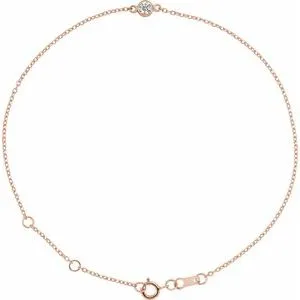 14K Rose 1/10 CT Natural Diamond Bezel-Set Solitaire 6 1/2-7 1/2" Bracelet