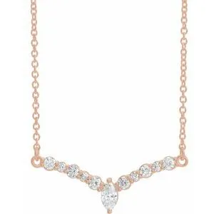 14K Rose 1/3 CTW Diamond 18" "V" Necklace