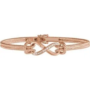 14K Rose 1/8 CTW Diamond Bangle 7.5" Bracelet