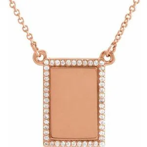 14K Rose  1/8 CTW Diamond Bar 18" Necklace