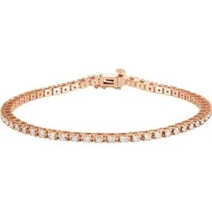14K Rose 2 1/4 CTW Diamond Line 7 1/4" Bracelet