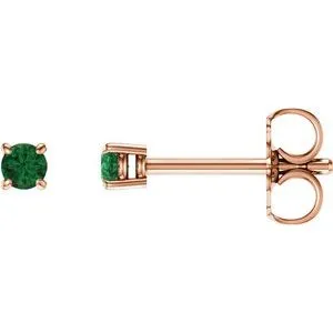 14K Rose 2.5 mm Natural Emerald Stud Earrings