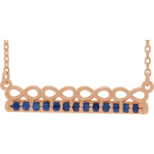 14K Rose Blue Sapphire Infinity-Inspired Bar 16" Necklace