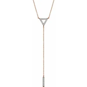 14K Rose Gold 1/6 CTW Natural Diamond Triangle & Bar Y 16-18" Necklace