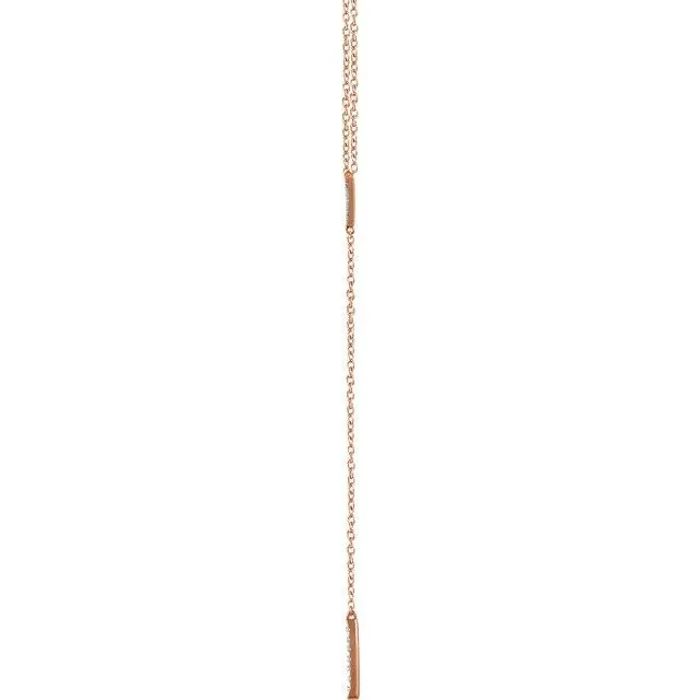 14K Rose Gold 1/6 CTW Natural Diamond Triangle & Bar Y 16-18" Necklace