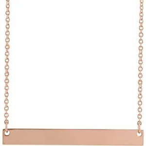 14K Rose Gold 34x4 mm Engravable Bar 18" Necklace
