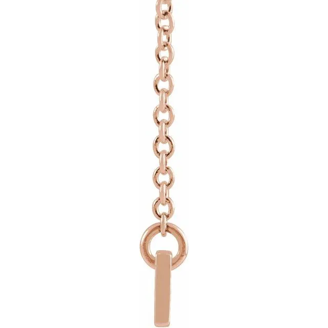 14K Rose Gold 34x4 mm Engravable Bar 18" Necklace