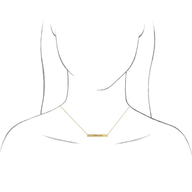 14K Rose Gold 34x4 mm Engravable Bar 18" Necklace