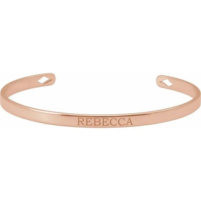 14K Rose Gold Engravable Cuff 7" Bracelet