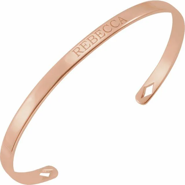 14K Rose Gold Engravable Cuff 7" Bracelet