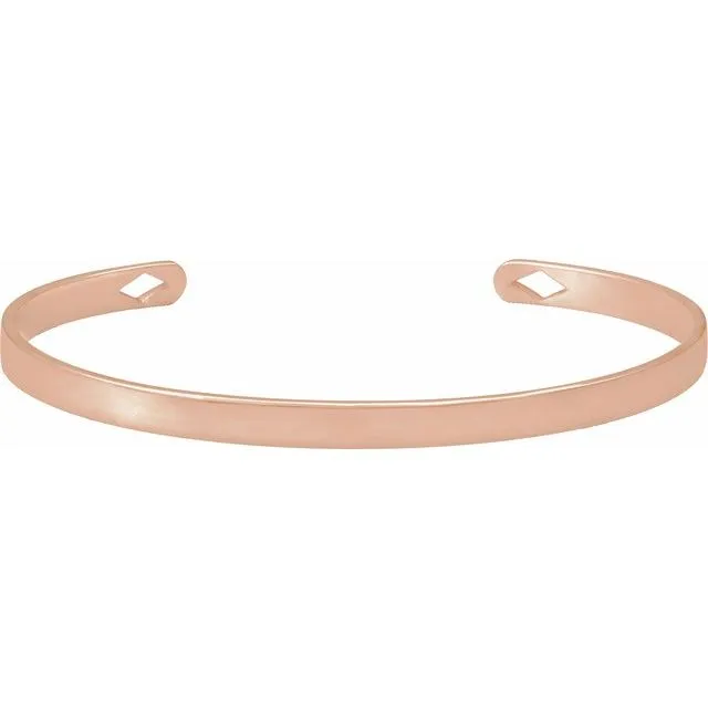 14K Rose Gold Engravable Cuff 7" Bracelet