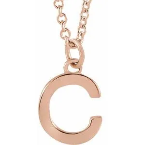 14K Rose Initial C Dangle 18" Necklace