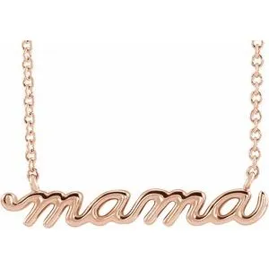 14K Rose Petite Mama Script 18" Necklace