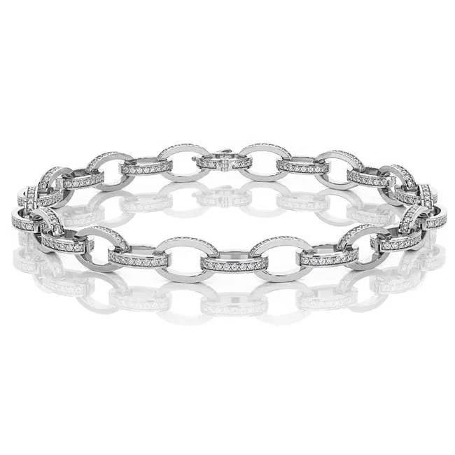 14k Solid Gold Oval Link Diamonds Bracelet (1.86.cts.tw)