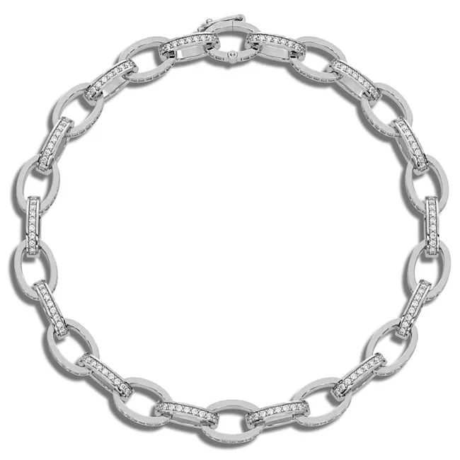 14k Solid Gold Oval Link Diamonds Bracelet (1.86.cts.tw)