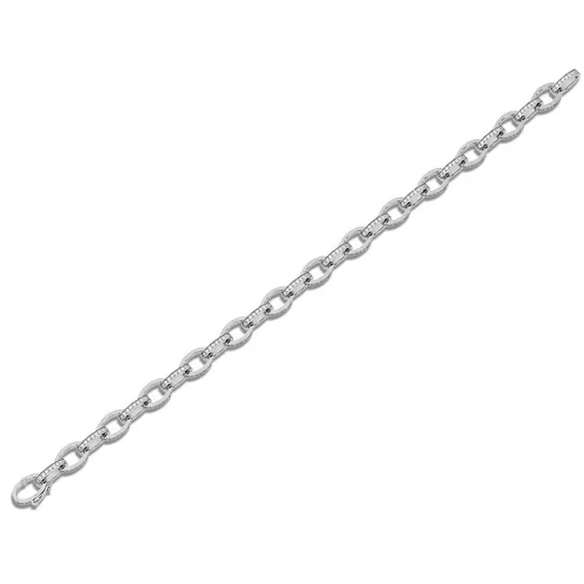 14k Solid Gold Oval Link Diamonds Bracelet (1.86.cts.tw)